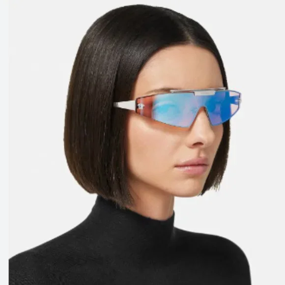 NEW VERSACE Medusa Horizon Sunglasses Silver, Shield Unisex